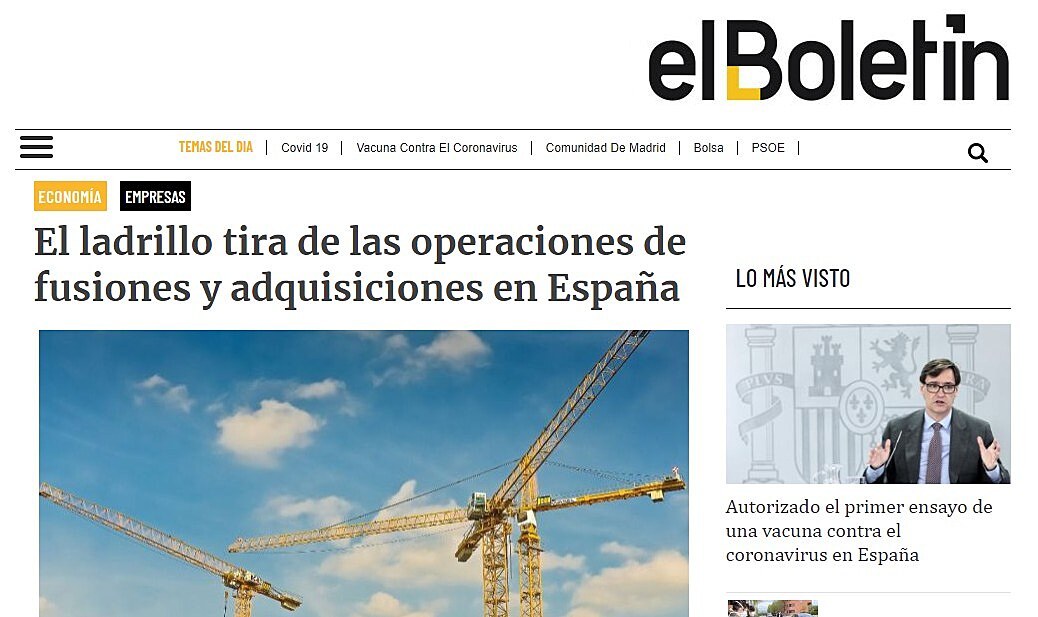 El ladrillo tira de las operaciones de fusiones y adquisiciones en Espaa
